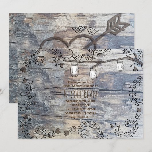 Cartons de Mason & Oiseaux de l'Amour Invitation d (Devant / Derrière)