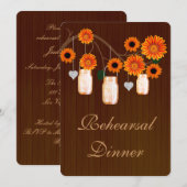 Cartons de mason orange rustique Invitation au dîn (Devant / Derrière)