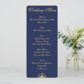 Cartons de Menu de Mariage Nautique Bleu sur Mesur (Debout devant)