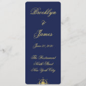 Cartons de Menu de Mariage Nautique Bleu sur Mesur (Dos)