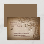 cartons de réponse de mariage rustique arbre bocau (Devant / Derrière)