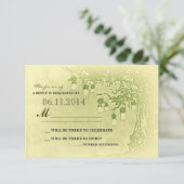 cartons de réponse de mariage rustique arbre bocau (Debout devant)