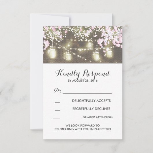 cartons de réponse de mariage toile de jute guilla (Devant)