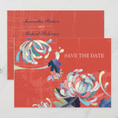 Cartons de Save the Date de Mariage aux Chrysanthè (Devant / Derrière)