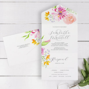Cartons d'invitation de mariage avec carte RSVP Fl
