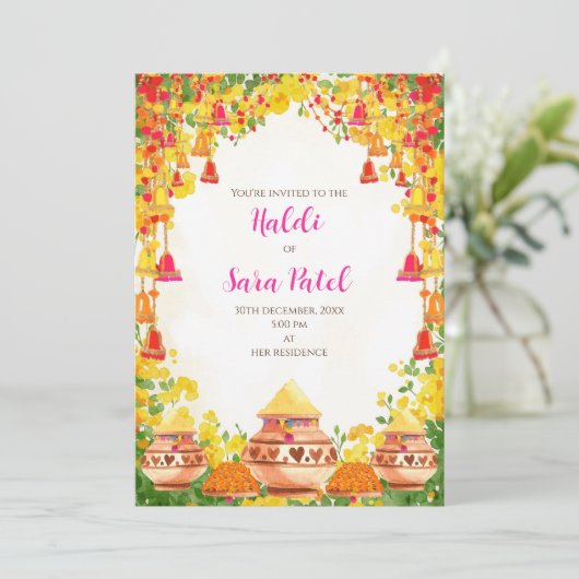 Cartons d'invitation Haldi comme invitations Holud (Debout devant)
