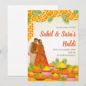 Cartons d'invitation Haldi de mariage Invitations  (Devant / Derrière)