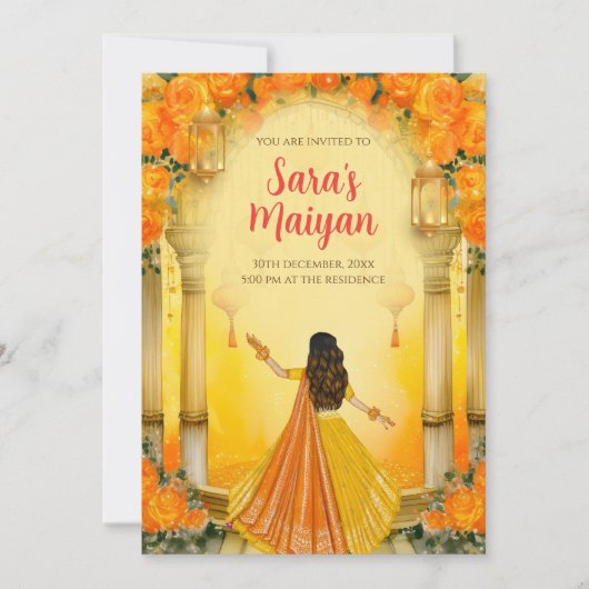 Cartons d'invitation Maiyan & invitations Haldi nu (Devant)