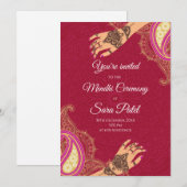Cartons d'invitation Mendhi & invitations Mehendi (Devant / Derrière)