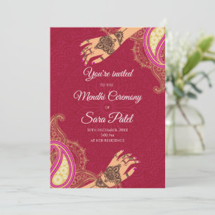 Cartons d'invitation Mendhi & invitations Mehendi 