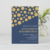 Cartons dorés bleu marine pour invitations d'anniv (Debout devant)