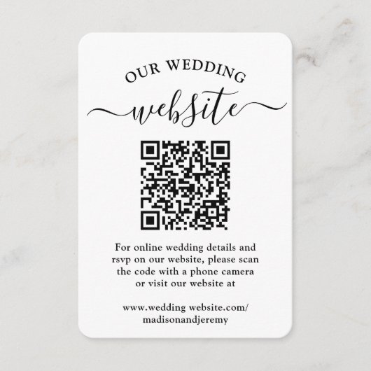Cartons Réponse 1 QR Code Mariage Site Web Elégant boîtier photo (Devant)