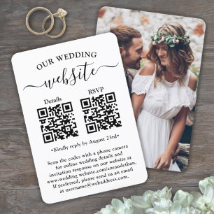 Cartons Réponse 2 Codes QR Détails du site web de mariage Photogra