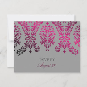 Cartons Réponse 311-Damask Dashique Nuit Magenta Gris Clair
