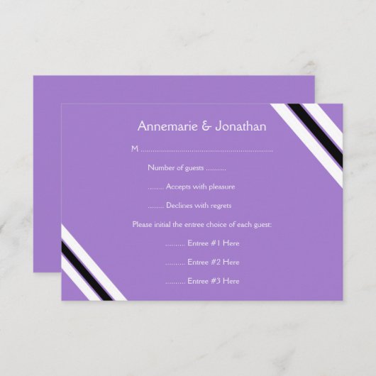 Cartons Réponse 3,5x5 Gras Moderne Noir Violet Rayures horizontale (Devant / Derrière)