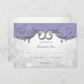 Cartons Réponse 3,5x5 Superposition de feuilles argentées et viole (Devant / Derrière)