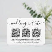 Cartons Réponse 3 Codes QR Site Web Mariage Boîtier photo simple (Debout devant)