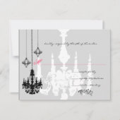 Cartons Réponse 3 lustres noirs Mariage d'accents rose (Devant)