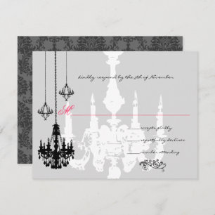 Cartons Réponse 3 lustres noirs Mariage d'accents rose