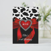 Cartons Réponse 40e fête d'anniversaire Coeur rouge Bijou Vache no (Debout devant)