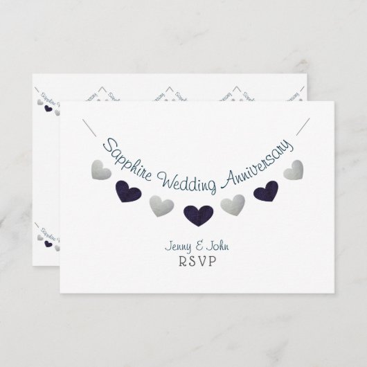 Cartons Réponse 45e saphir mariage anniversaire conception de l'en (Devant / Derrière)