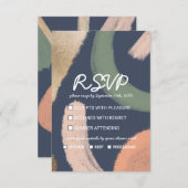 Cartons Réponse Abstrait moderne Gold Marine Mariage rose Sage (Devant / Derrière)
