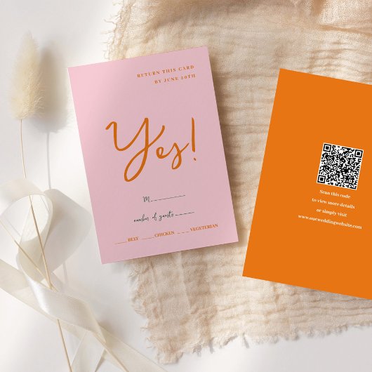 Cartons Réponse Abstrait rose et orange couleurs amusantes Mariage
