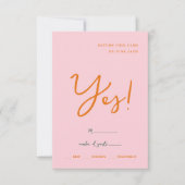 Cartons Réponse Abstrait rose et orange couleurs amusantes Mariage (Devant)