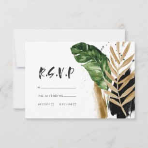 Cartons Réponse Abstrait tropical moderne peint mariage r.s.v.p