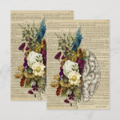 Cartons Réponse affiche d'anatomie du cerveau floral médical (Devant / Derrière)