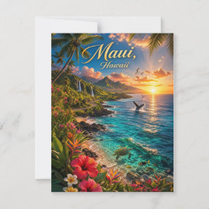 Cartons Réponse Affiche de voyage de la côte tropicale de Maui Haw