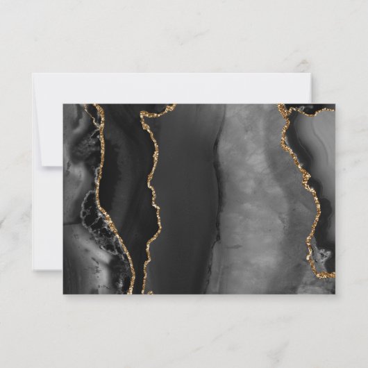 Cartons Réponse Agate Black Gold Mariage de script moderne (Dos)
