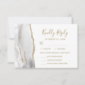 Cartons Réponse Agate Grey White Gold Options Mariage (Devant)
