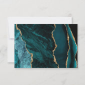 Cartons Réponse Agate Turquoise Blue Gold Modern Script Mariage (Dos)