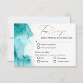 Cartons Réponse AirBlue Turquoise Aquarelle turquoise or mariage (Devant)