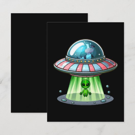 Cartons Réponse Alien enlevant une vache (Devant / Derrière)