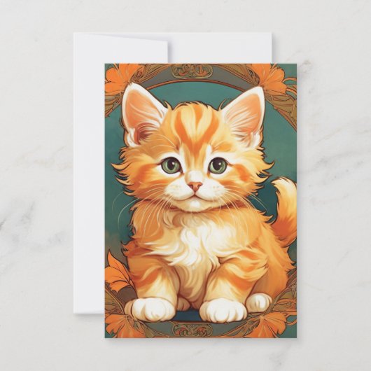 Cartons Réponse Alphonse Mucha Style Chat orange (Devant)
