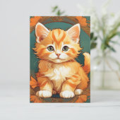 Cartons Réponse Alphonse Mucha Style Chat orange (Debout devant)
