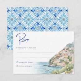 Cartons Réponse Amalfi Coast Amore | Watercolor Seaside Wedding