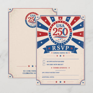 Cartons Réponse Amérique Vintage 250 1776–2026 Patriotique