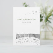 Cartons Réponse Amour côtier Plage de sable Ligne minimale Mariage (Debout devant)