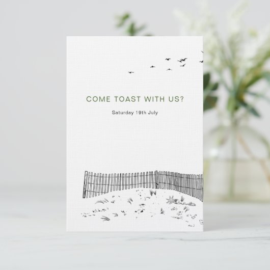 Cartons Réponse Amour côtier Plage de sable Ligne minimale Mariage (Debout devant)