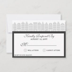Cartons Réponse Amsterdam Canal Maisons Mariage néerlandais Silver