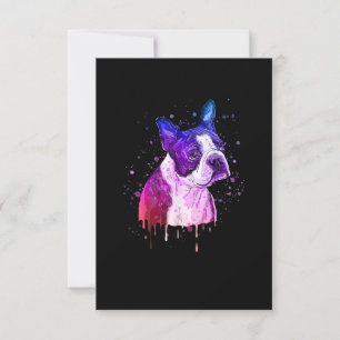 Cartons Réponse Amusant Boston Terrier Aquarelle Dog Lover cadeau