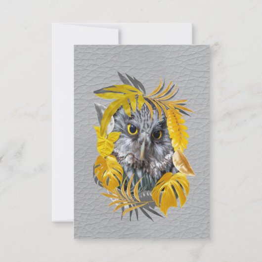 Cartons Réponse Amusant Expressif en feuille plante Jaune et Gris (Dos)