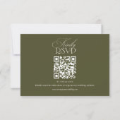 Cartons Réponse Ancien Code QR de Mariage Élégant Vert Olive (Devant)