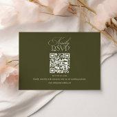 Cartons Réponse Ancien Code QR de Mariage Élégant Vert Olive