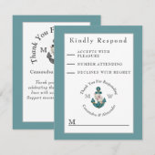 Cartons Réponse Ancre florale Mariage nautique (Devant / Derrière)