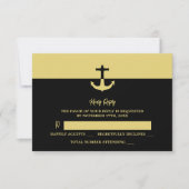 Cartons Réponse Ancre nautique - Black Gold - Mariage plage (Devant)