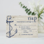 Cartons Réponse Ancre nautique choix de repas en bois (Debout devant)